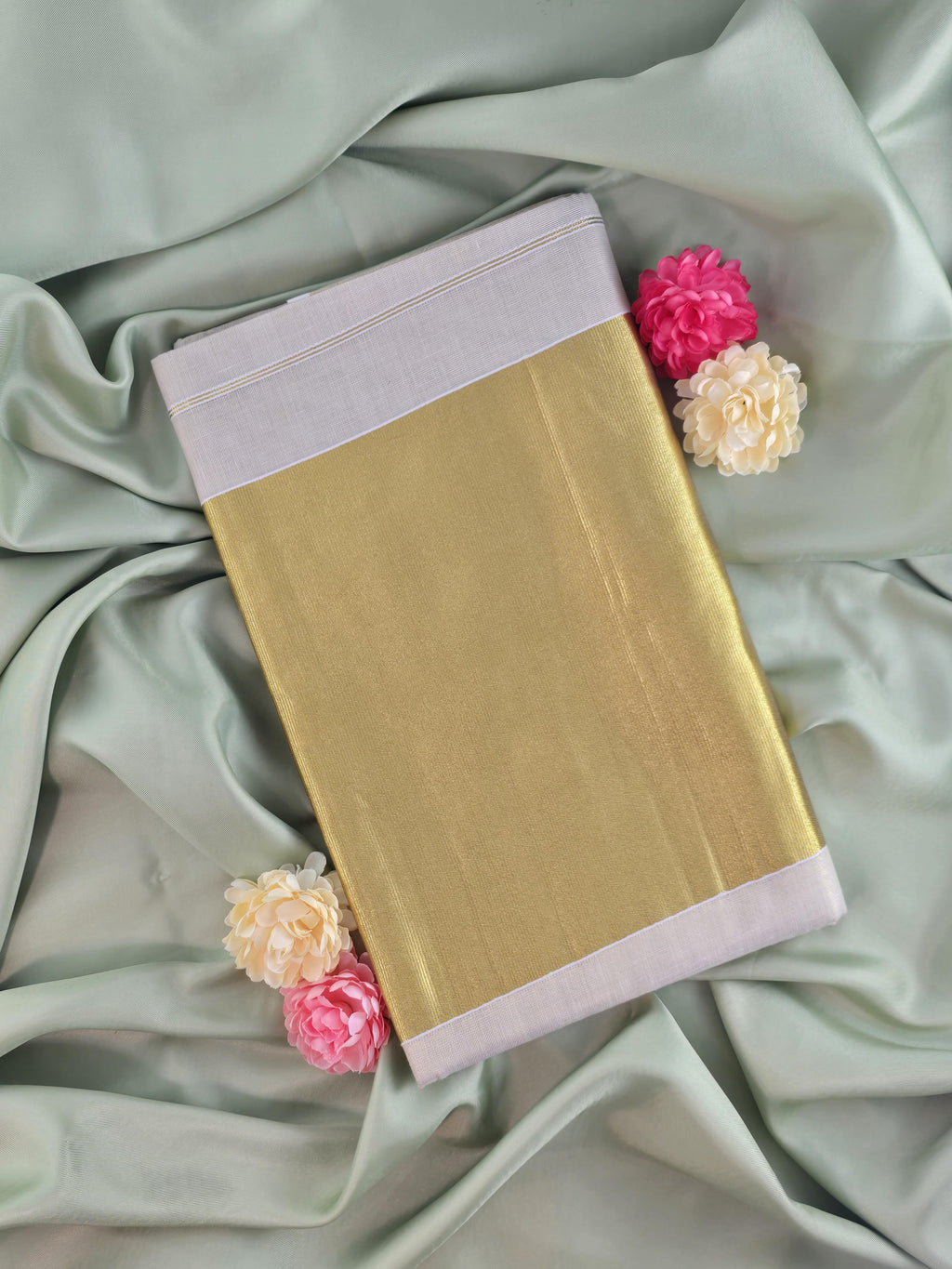 10 inch kasavu pallu soft tissue Kerala Traditional Saree