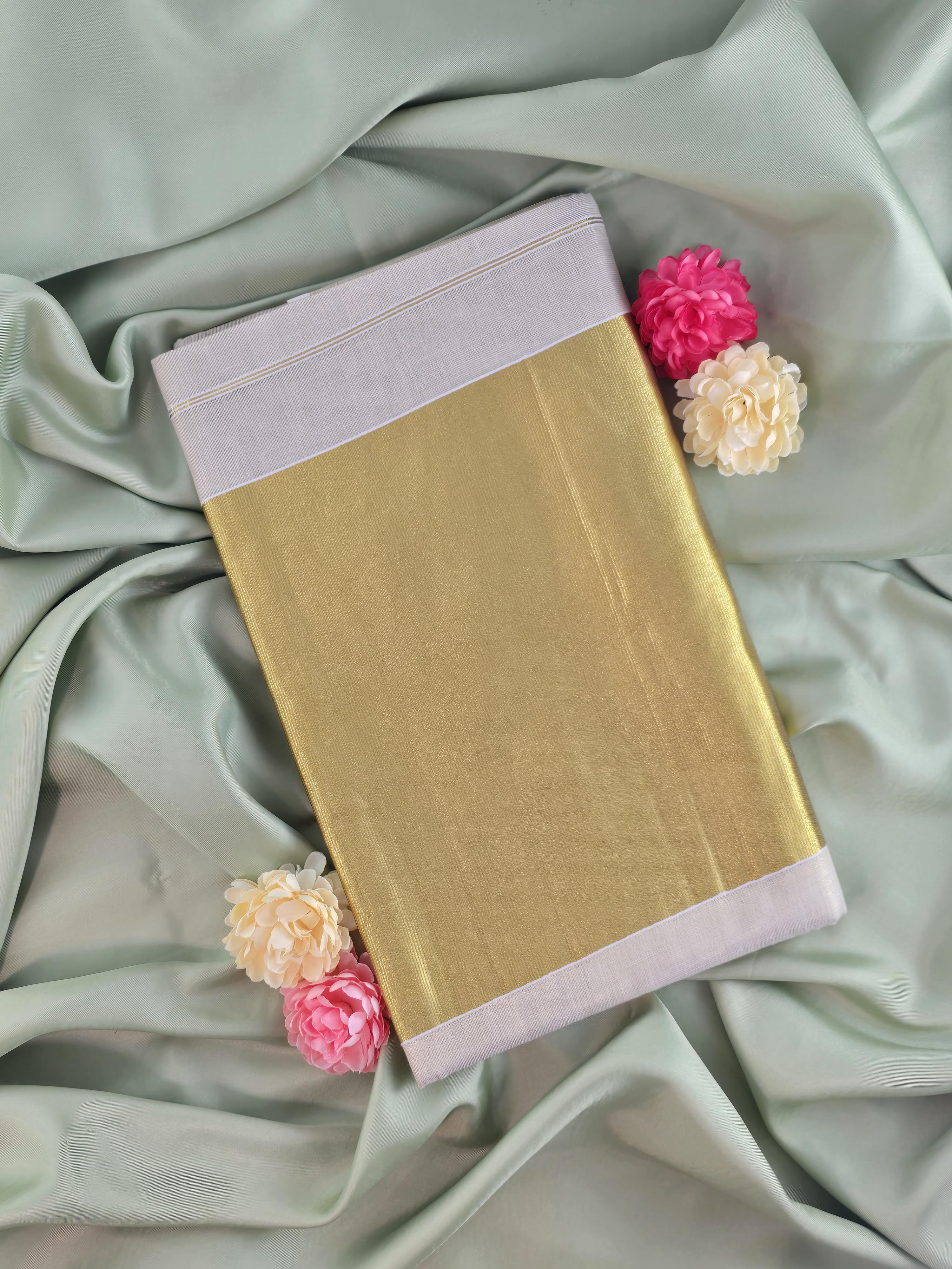 10 inch kasavu pallu soft tissue Kerala Traditional Saree