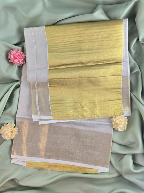 10 inch kasavu pallu soft tissue Kerala Traditional Saree