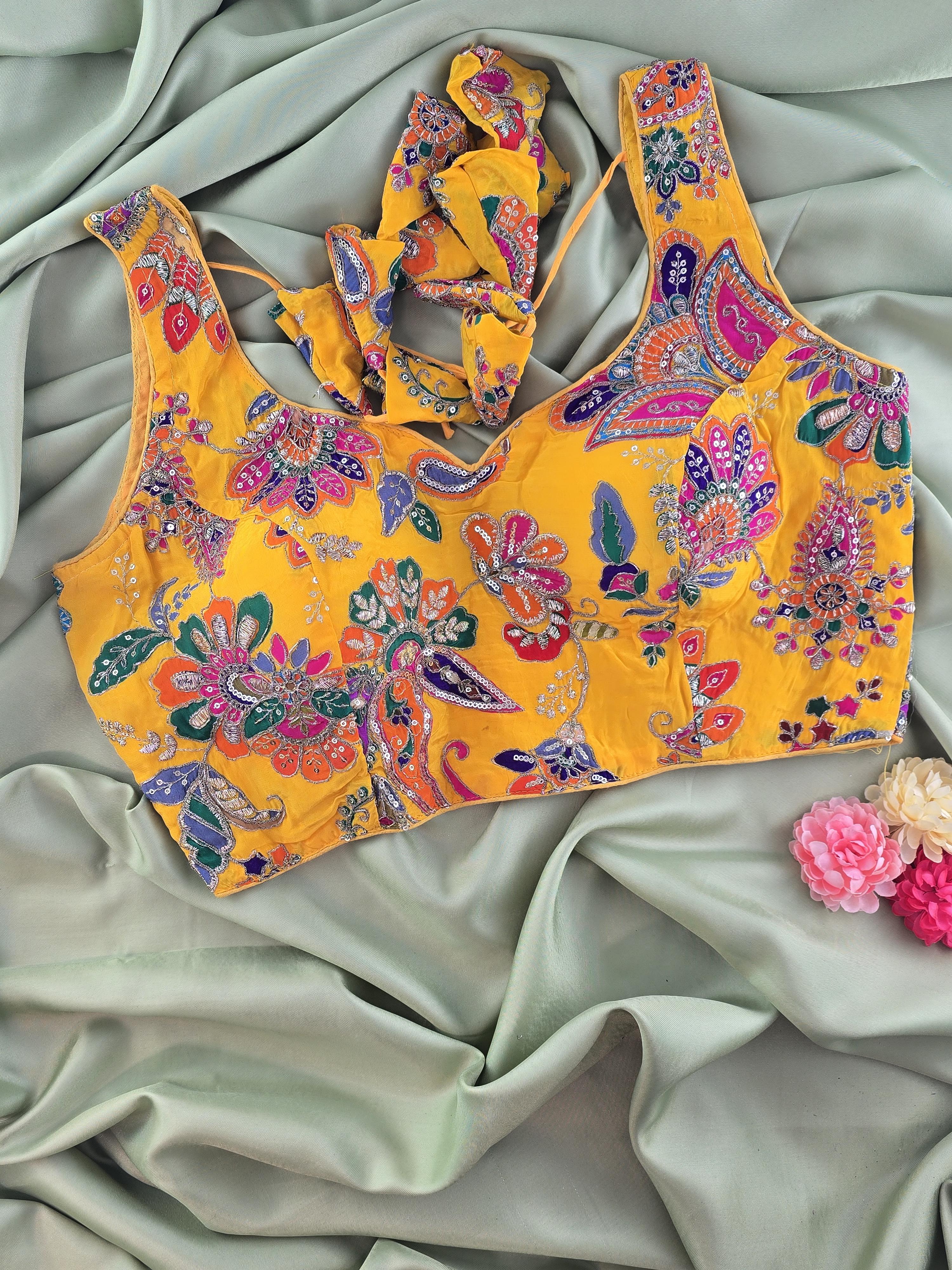 Position Print Crepe Designer Blouse