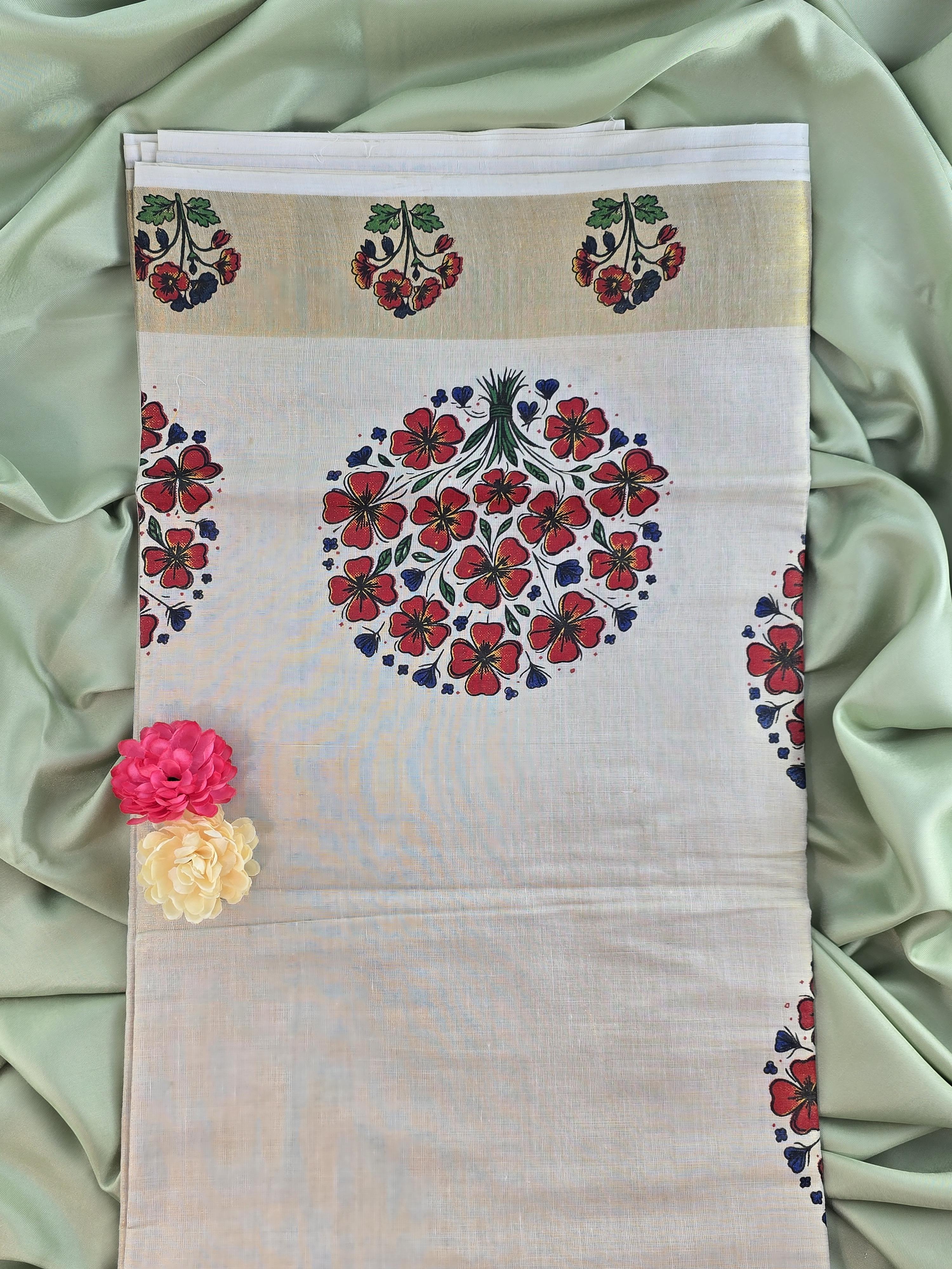 Soft tissue Kerala Traditional Saree