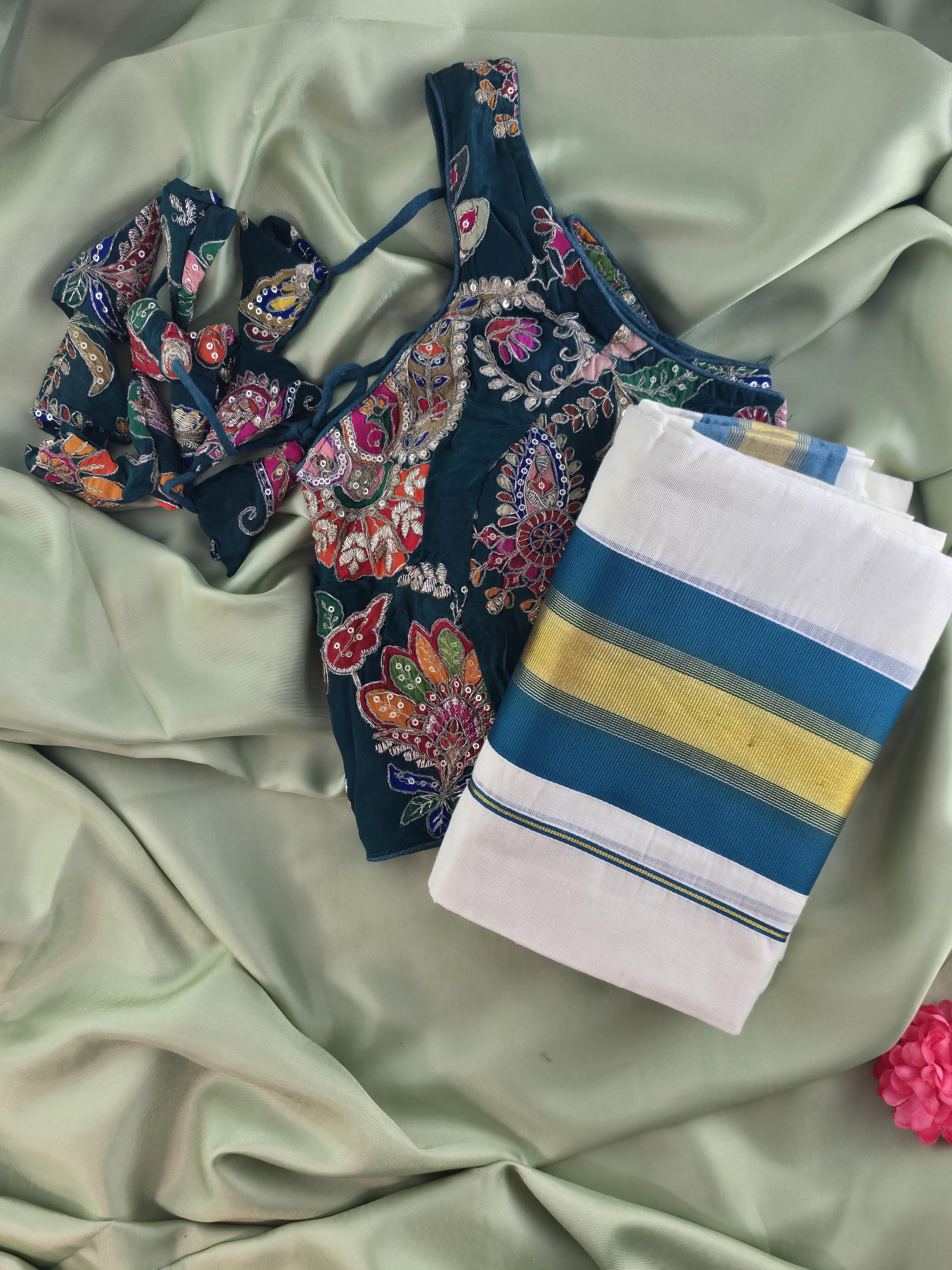 Setmundu and Readymade Blouse  Combo