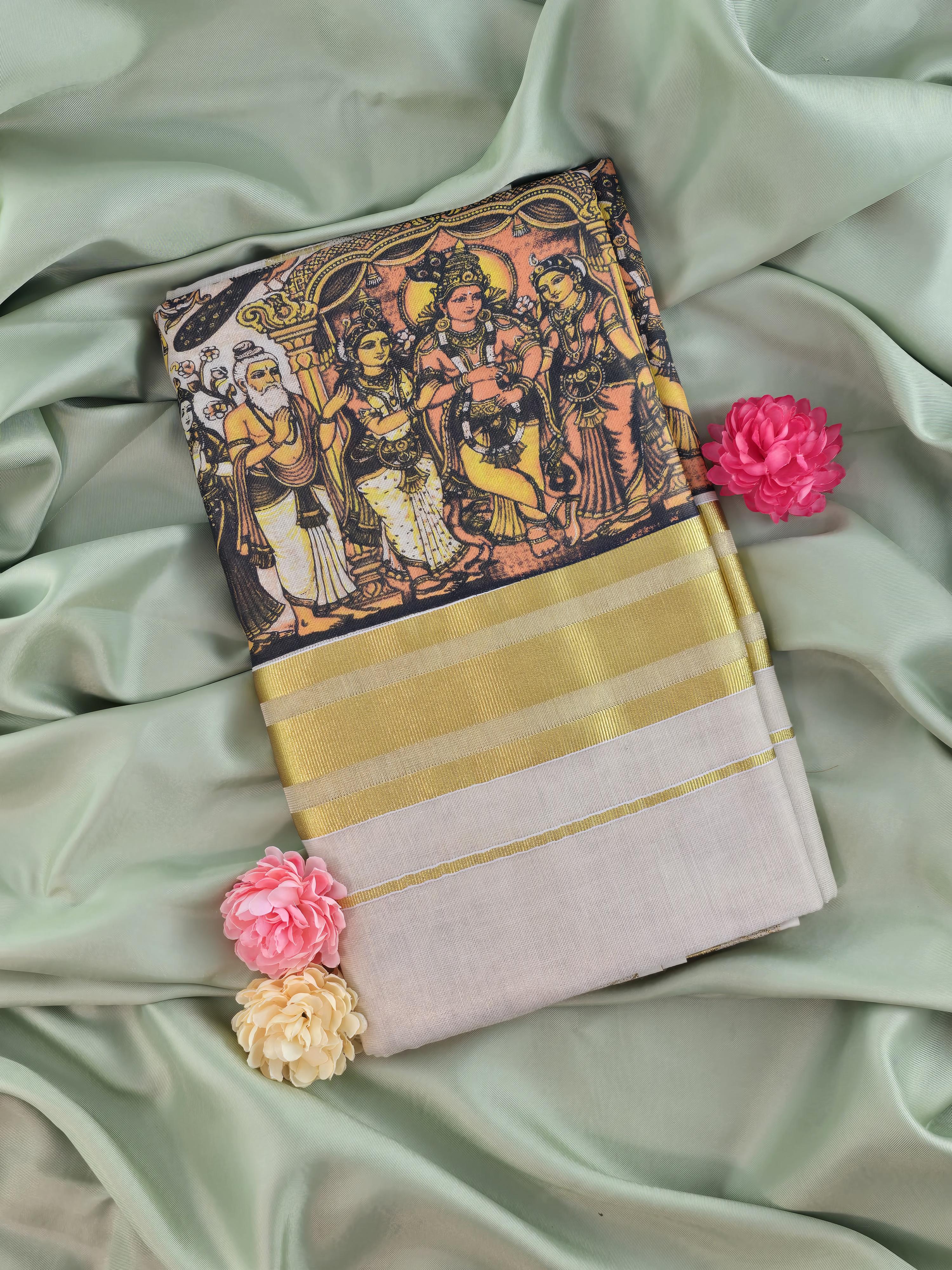 Soft tissue Kerala Traditional Saree