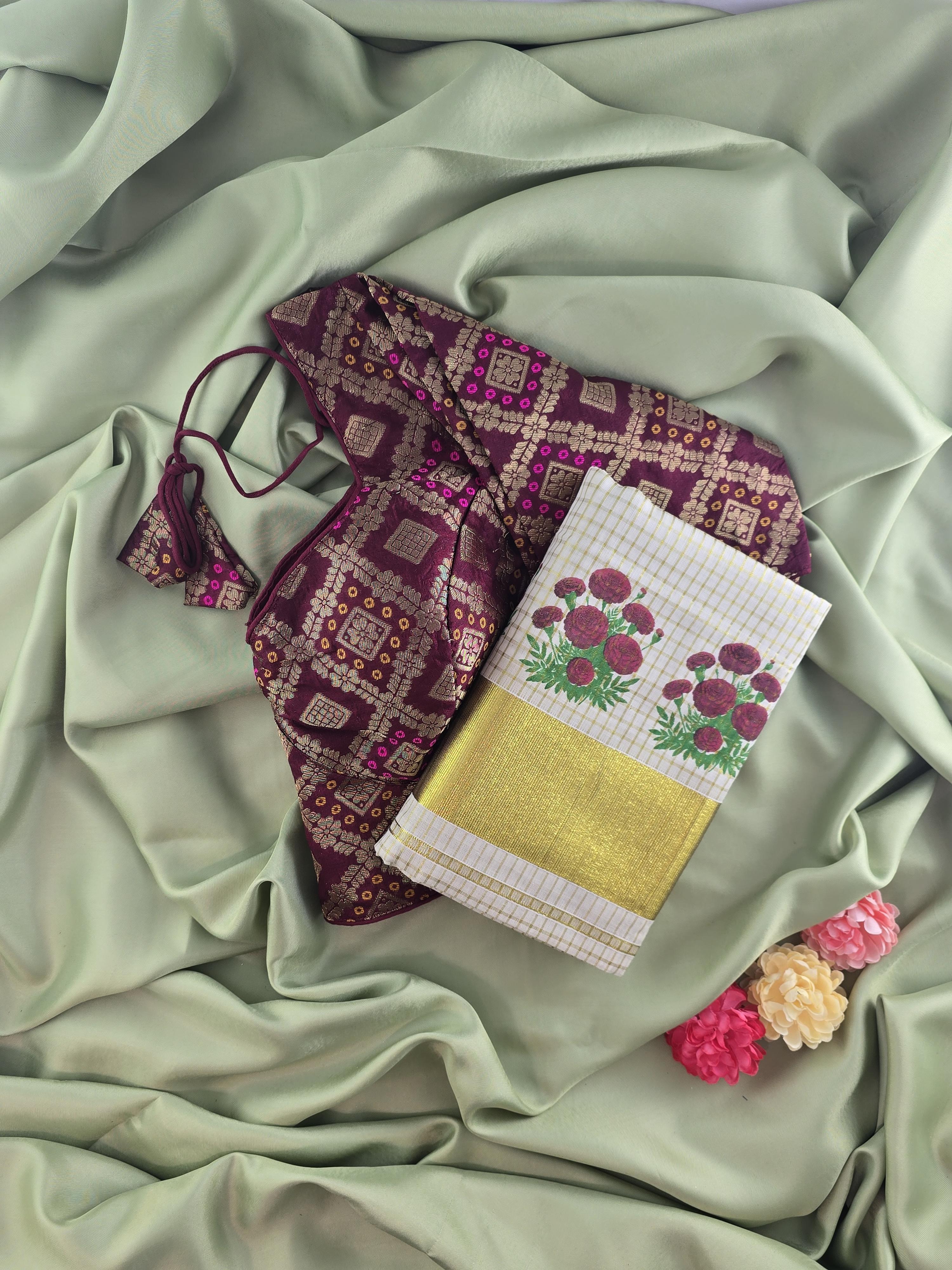Setmundu and Readymade Blouse  Combo