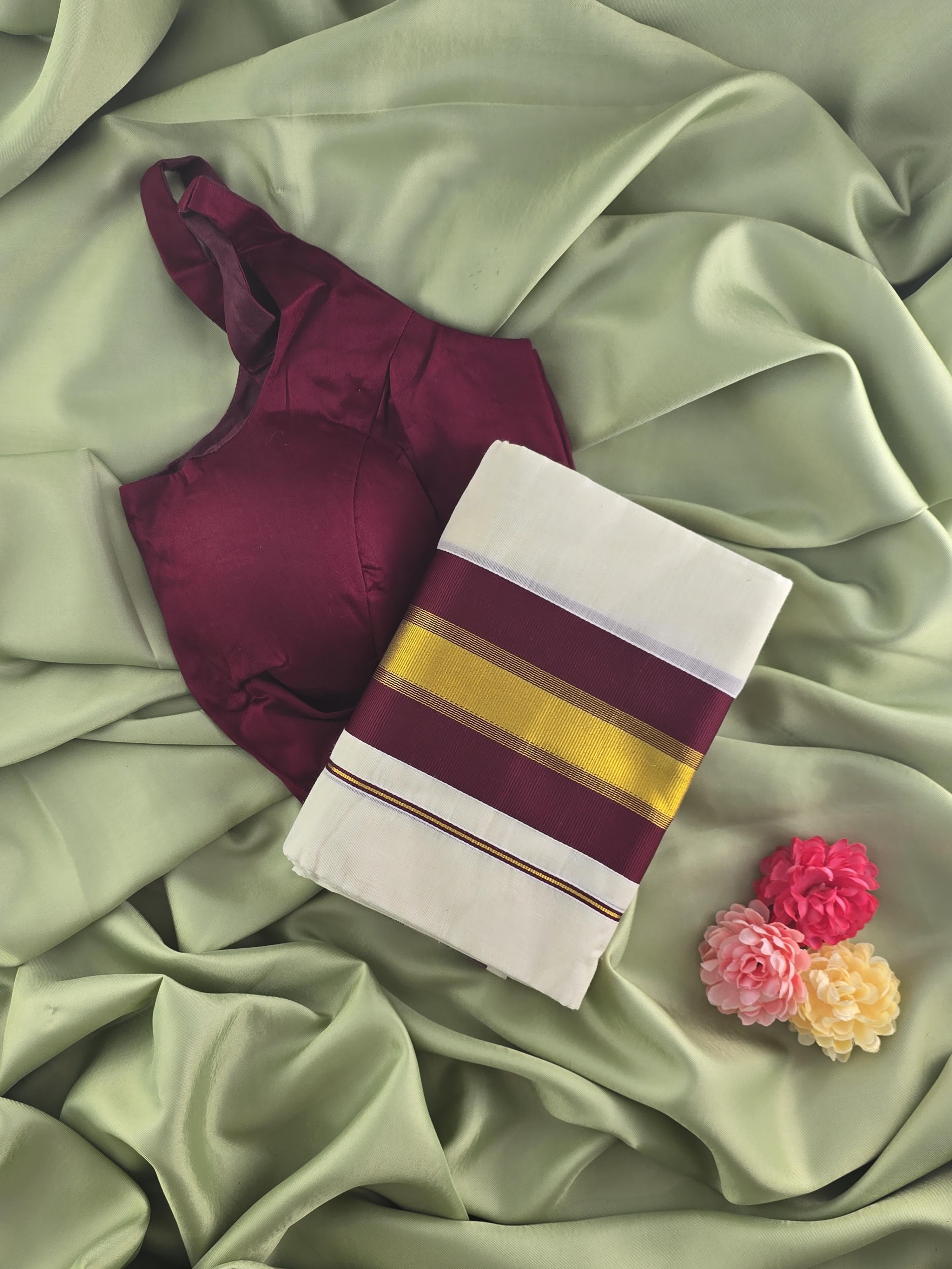 Setmundu and Readymade Blouse  Combo
