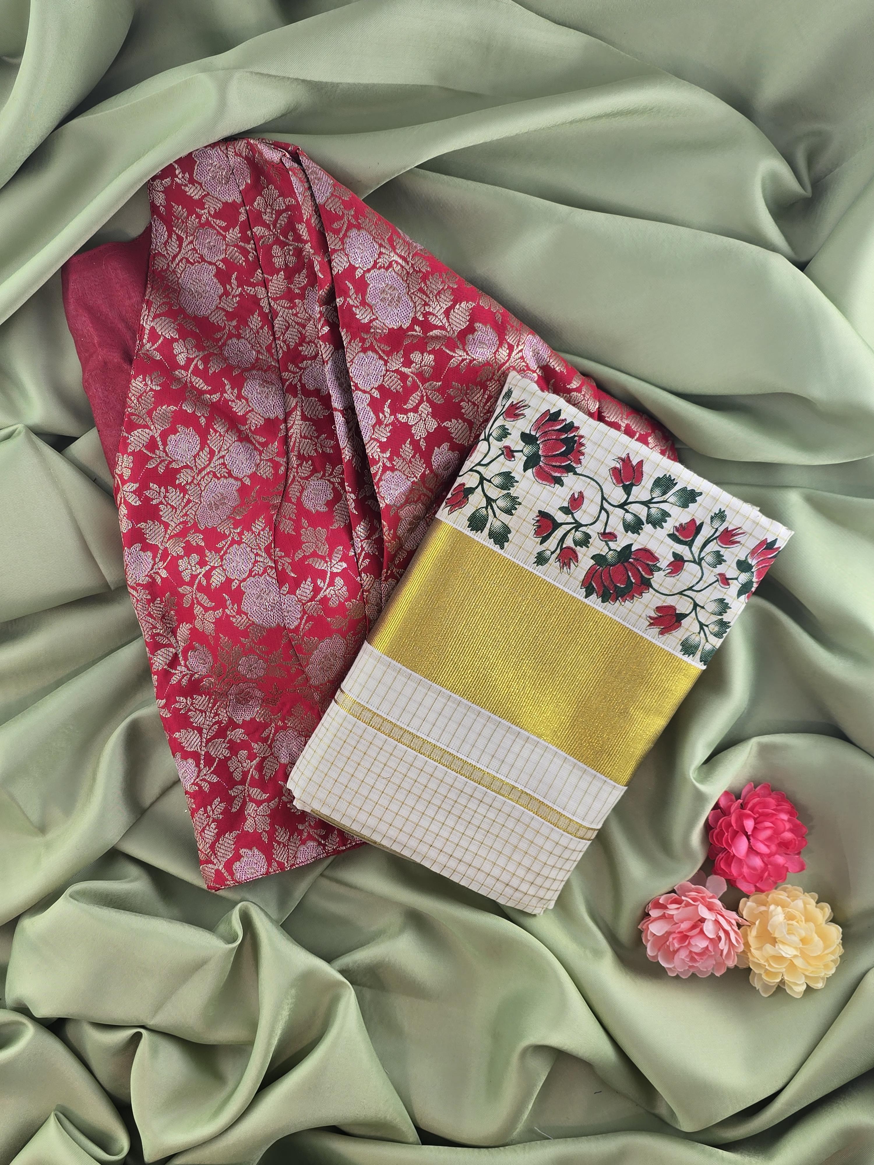 Setmundu and Readymade Blouse  Combo