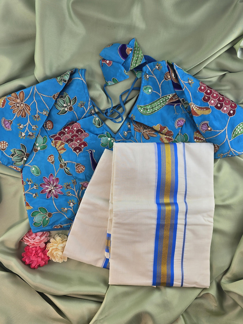 Setmundu and Readymade Blouse  Combo