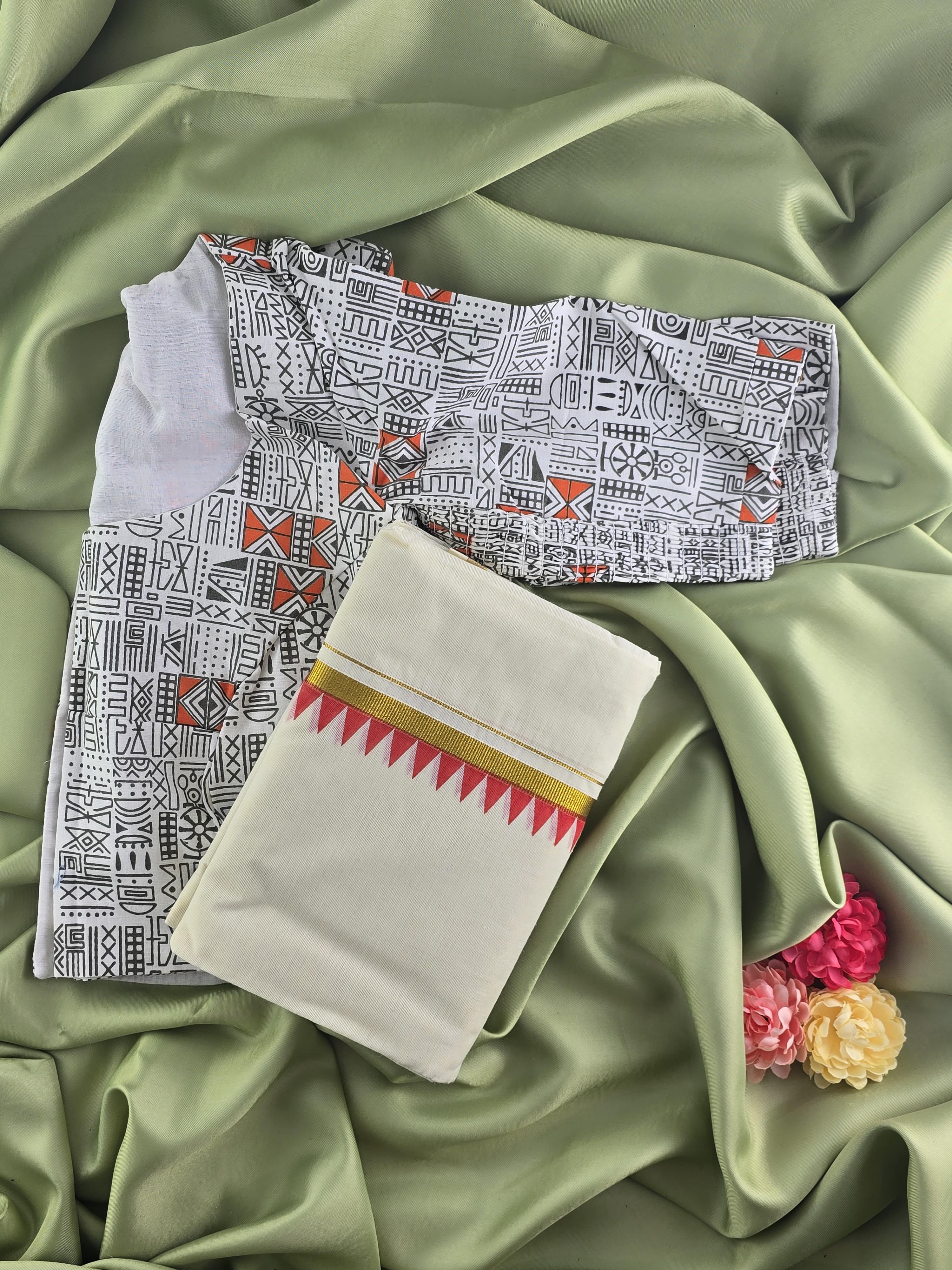 Setmundu and Readymade Blouse  Combo