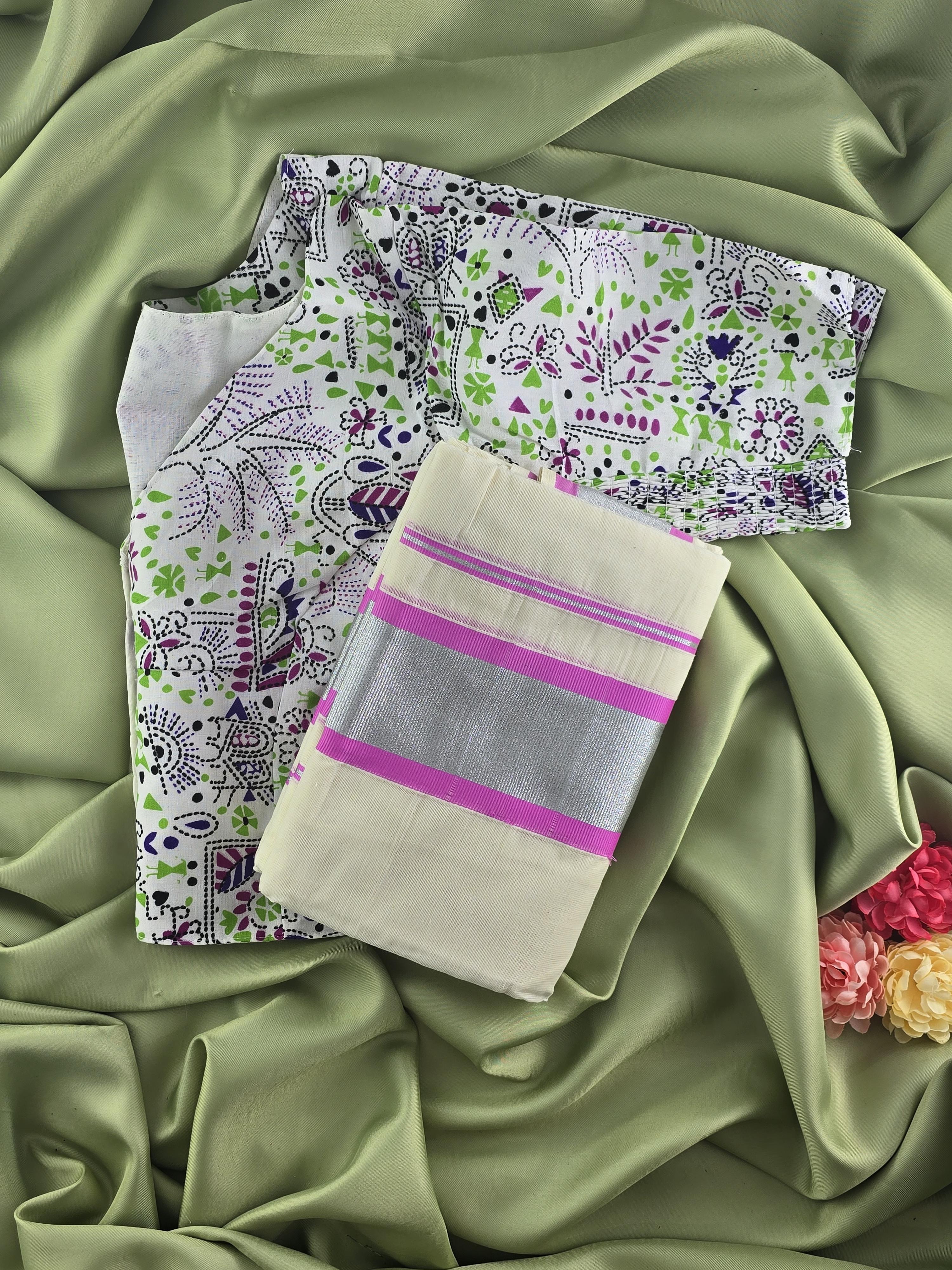 Setmundu and Readymade Blouse  Combo