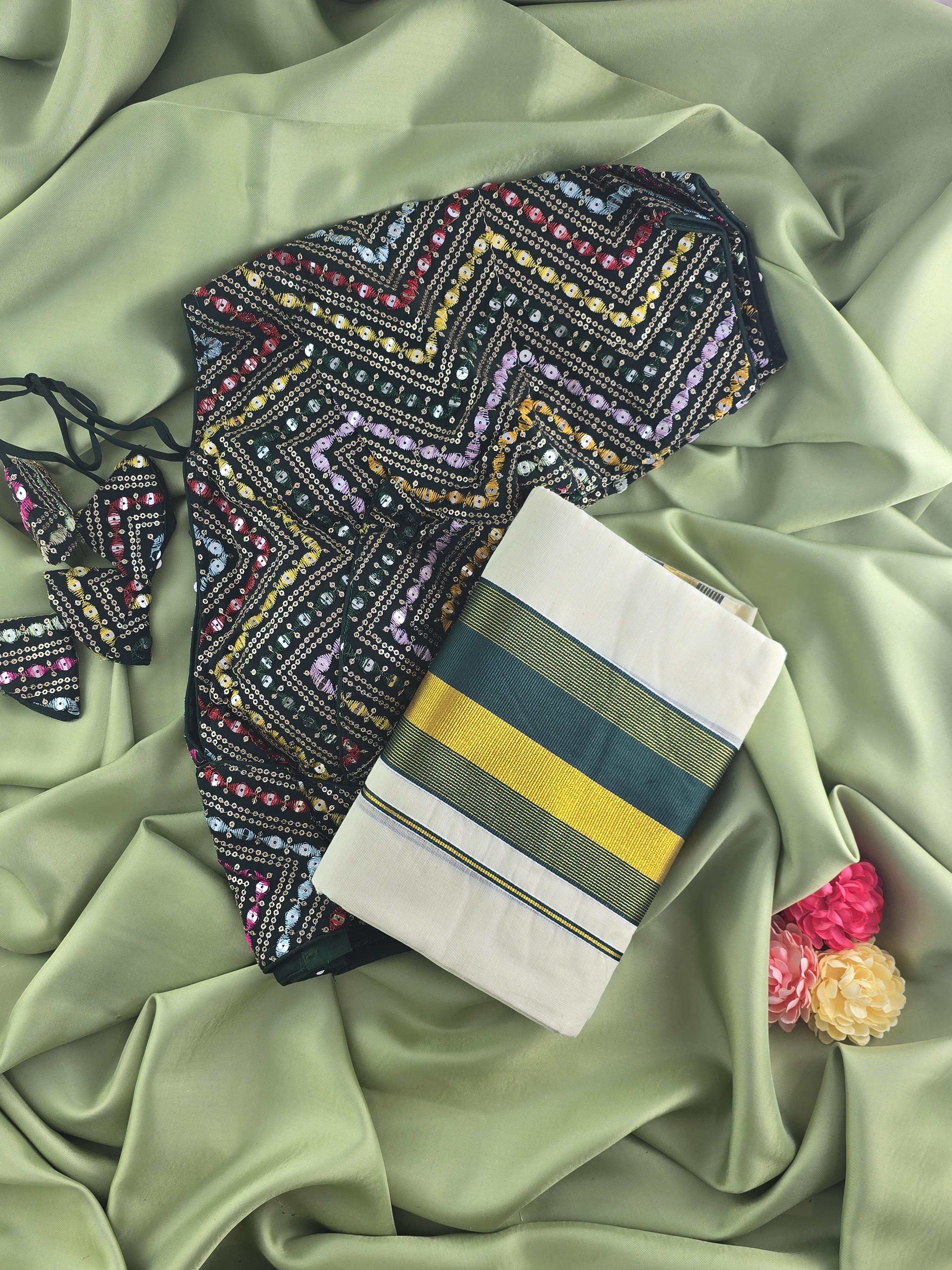 Setmundu and Readymade Blouse  Combo