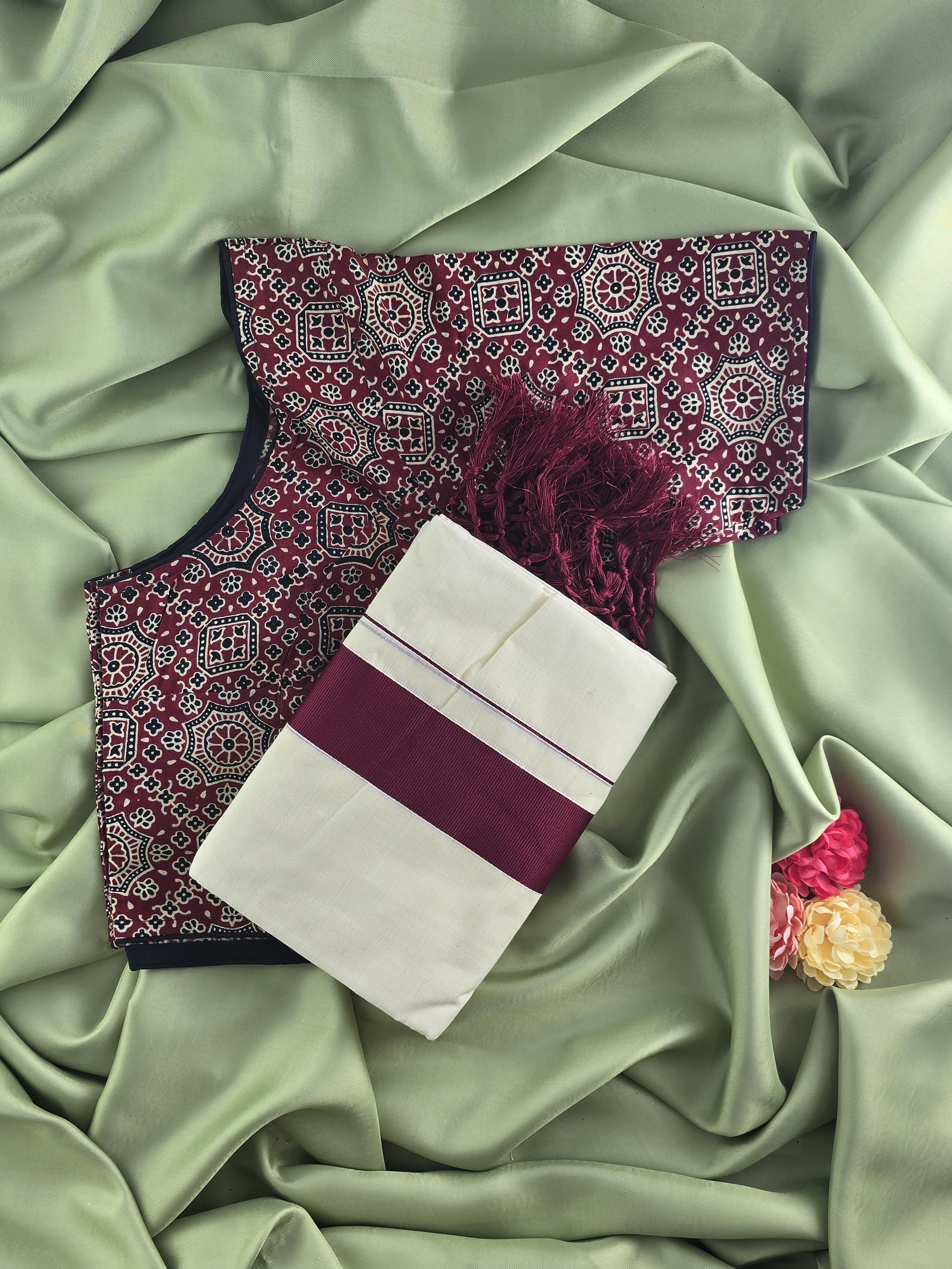 Setmundu and Readymade Blouse  Combo