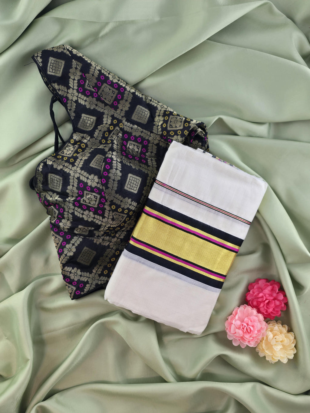 Setmundu and Readymade Blouse  Combo