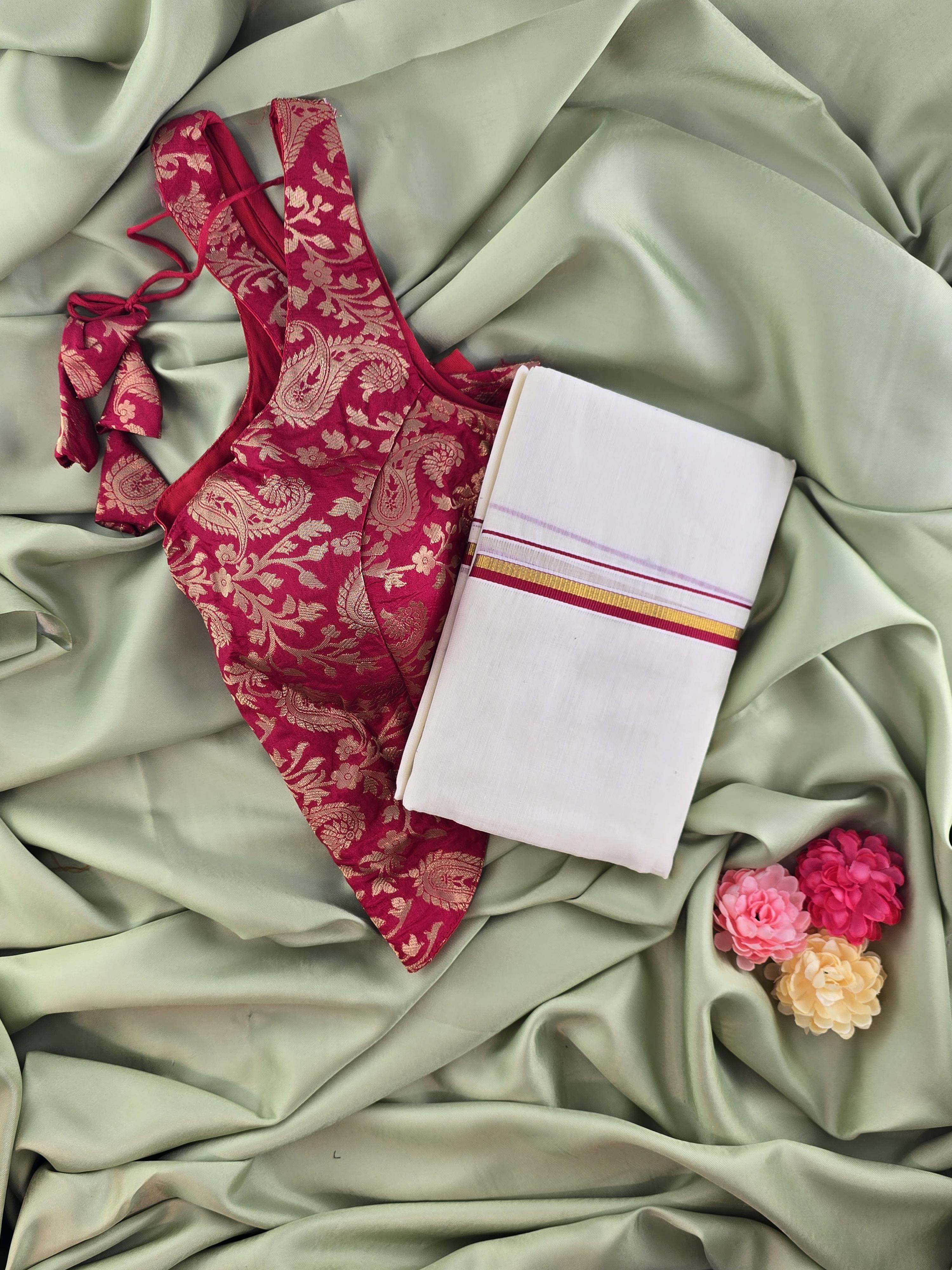 Setmundu and Readymade Blouse  Combo