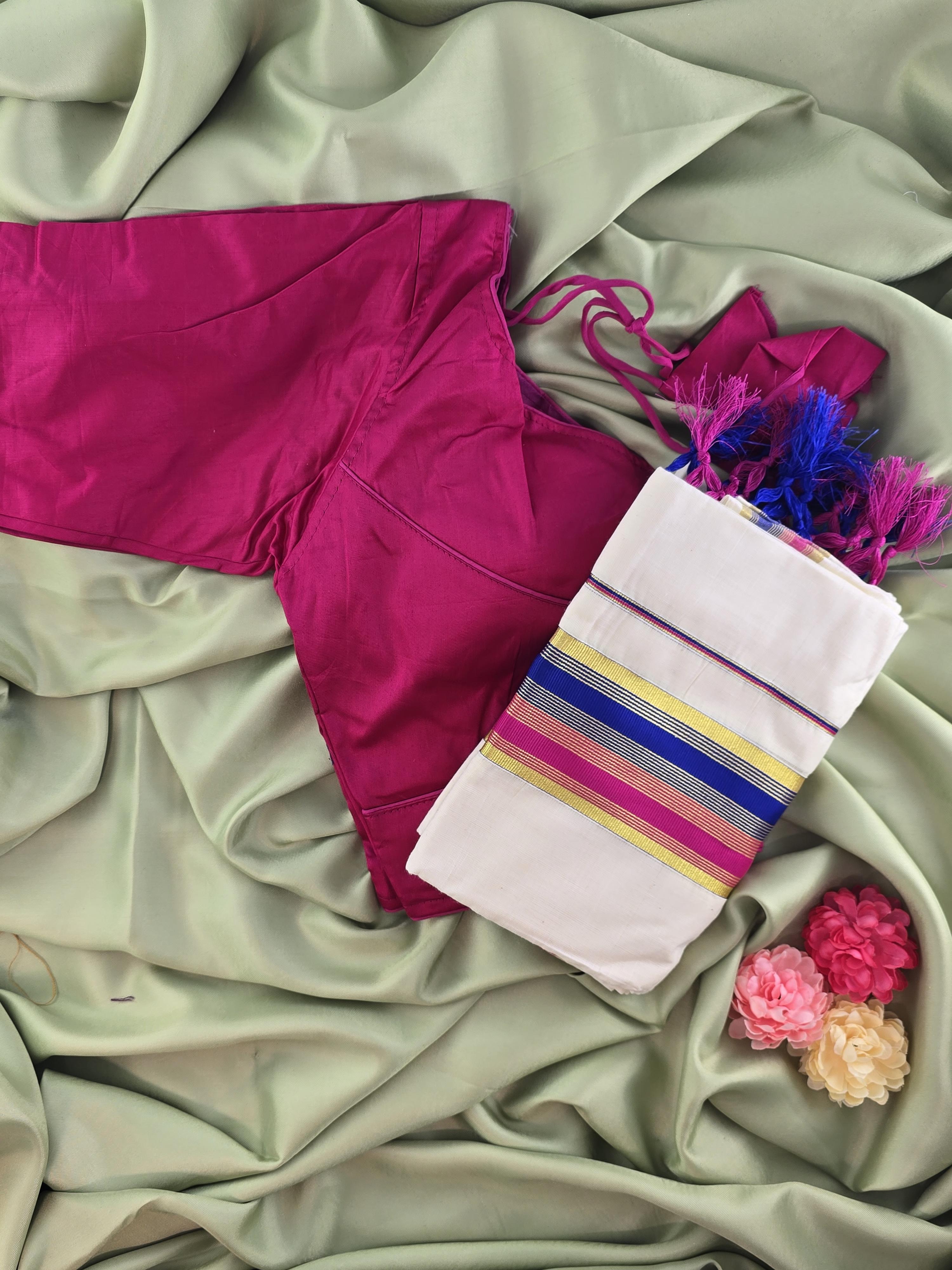 Setmundu and Readymade Blouse  Combo