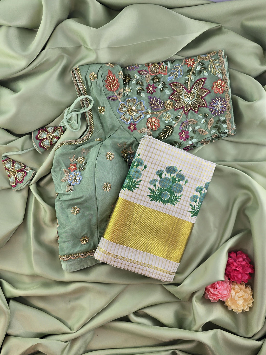 Setmundu and Readymade Blouse  Combo