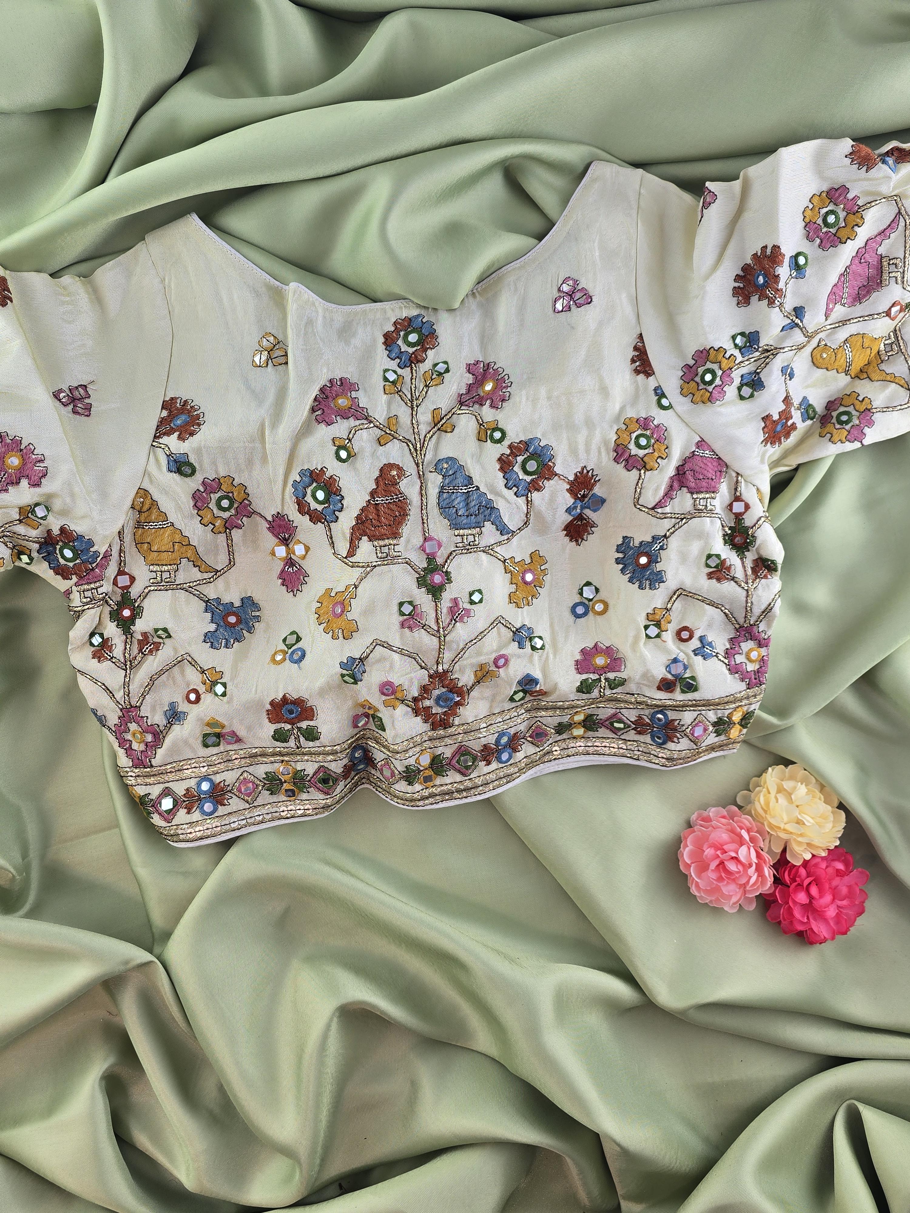 Designer Sabyasachi Neck Multi Mirror Blouse
