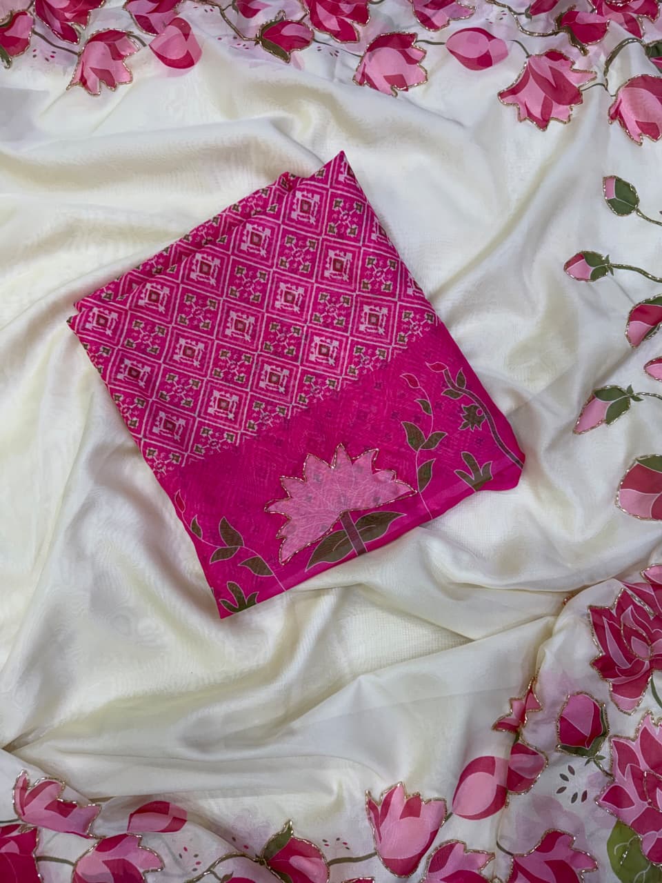 Partywear lotus saree with handwork
