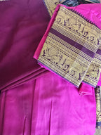 Pink with maroon fully stitched dhavani/halfsaree